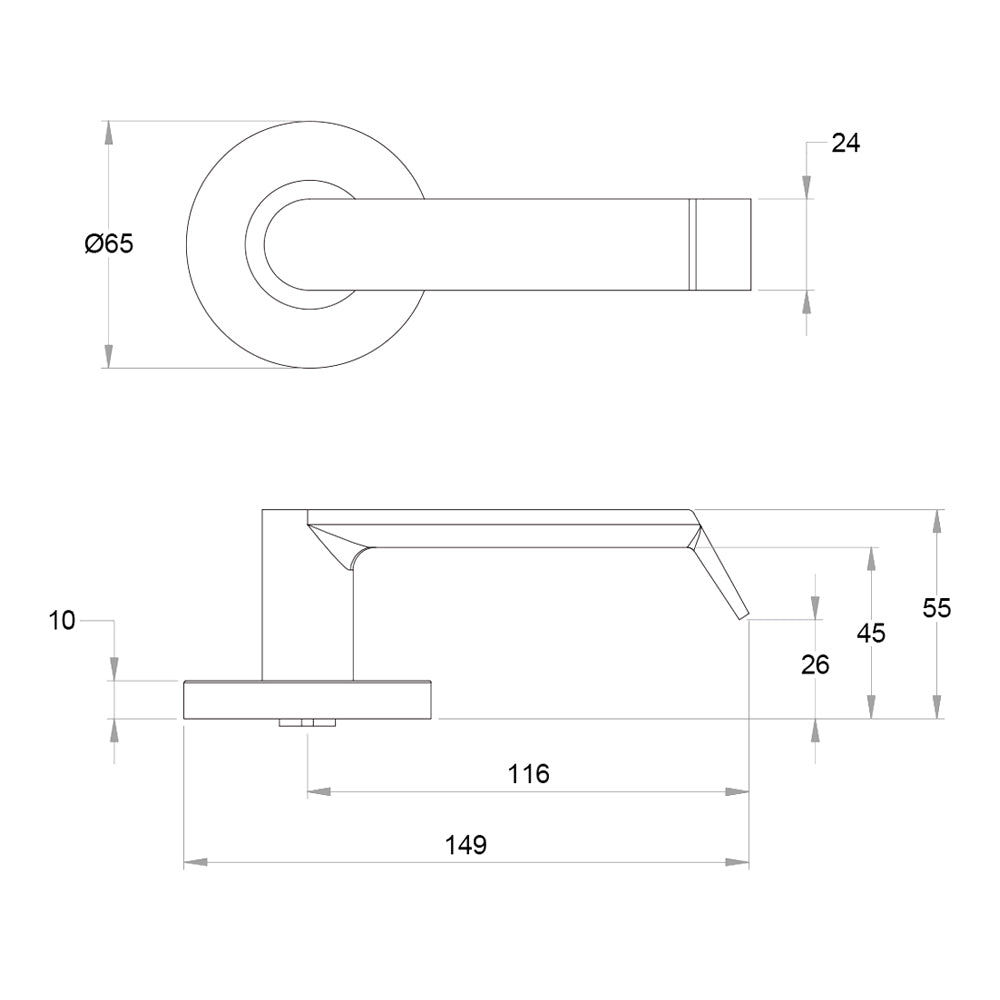 Dormakaba 8600/24 Vision Round Rose Door Handle Leverset
