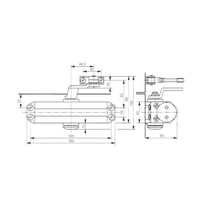 Dormakaba TS77 EN-2 Door Closer Up To 60KG Back Check Silver DC76221601