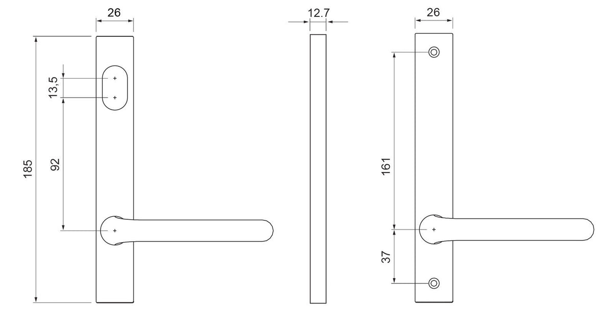 Dormakaba Internal Visible Fix Plate with Cylinder Hole  - Available in Various Finishes