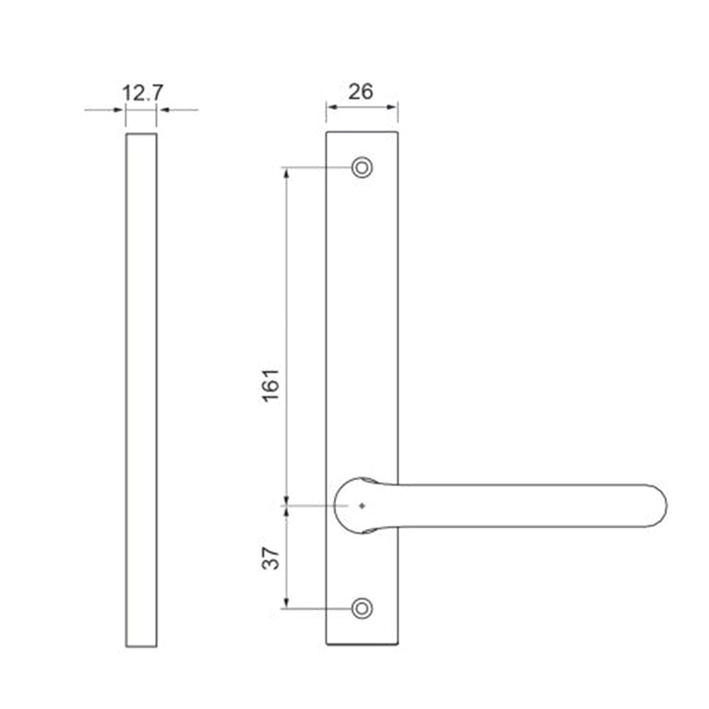 Dormakaba Narrow Style Square End Plate Visible Fix with Turnsnib and Lever TC6H PVD Black 6403/30G