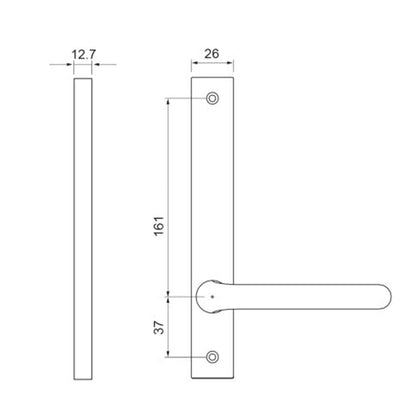 Dormakaba Narrow Style Square End Plate Visible Fix with Turnsnib and Lever TC6H PVD Black 6403/30G