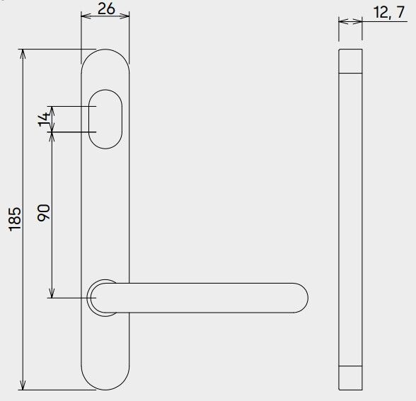 Dormakaba Door Lever on External Narrow Style Round End Plate with Cyl Hole SSS 6500/30G