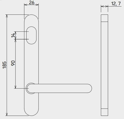 Dormakaba Door Lever on External Narrow Style Round End Plate with Cyl Hole SSS 6500/30G