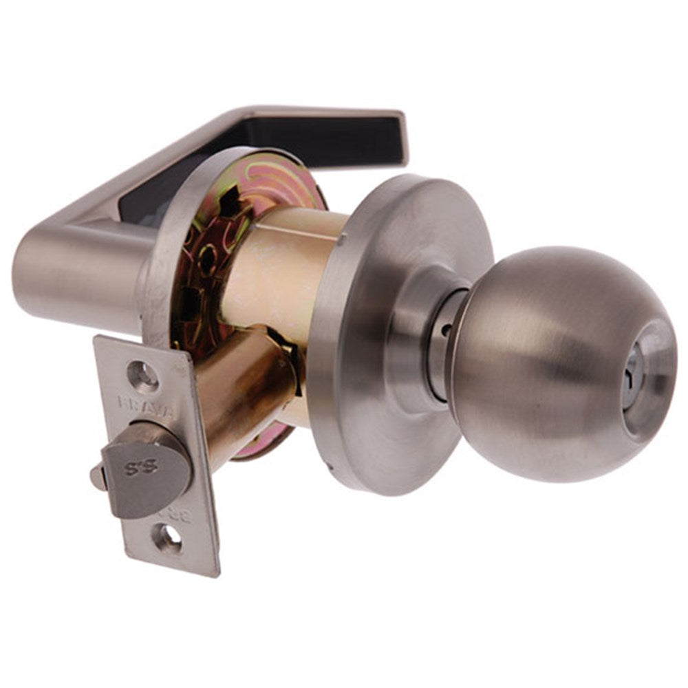 BRAVA Metro Storeroom Lockset with Knob/ Lever 70mm Satin Chrome LSCEL3062SC70