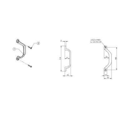 Emro Offset Pull Handle 135A - Available in Chrome Plated and Satin Powder Coated