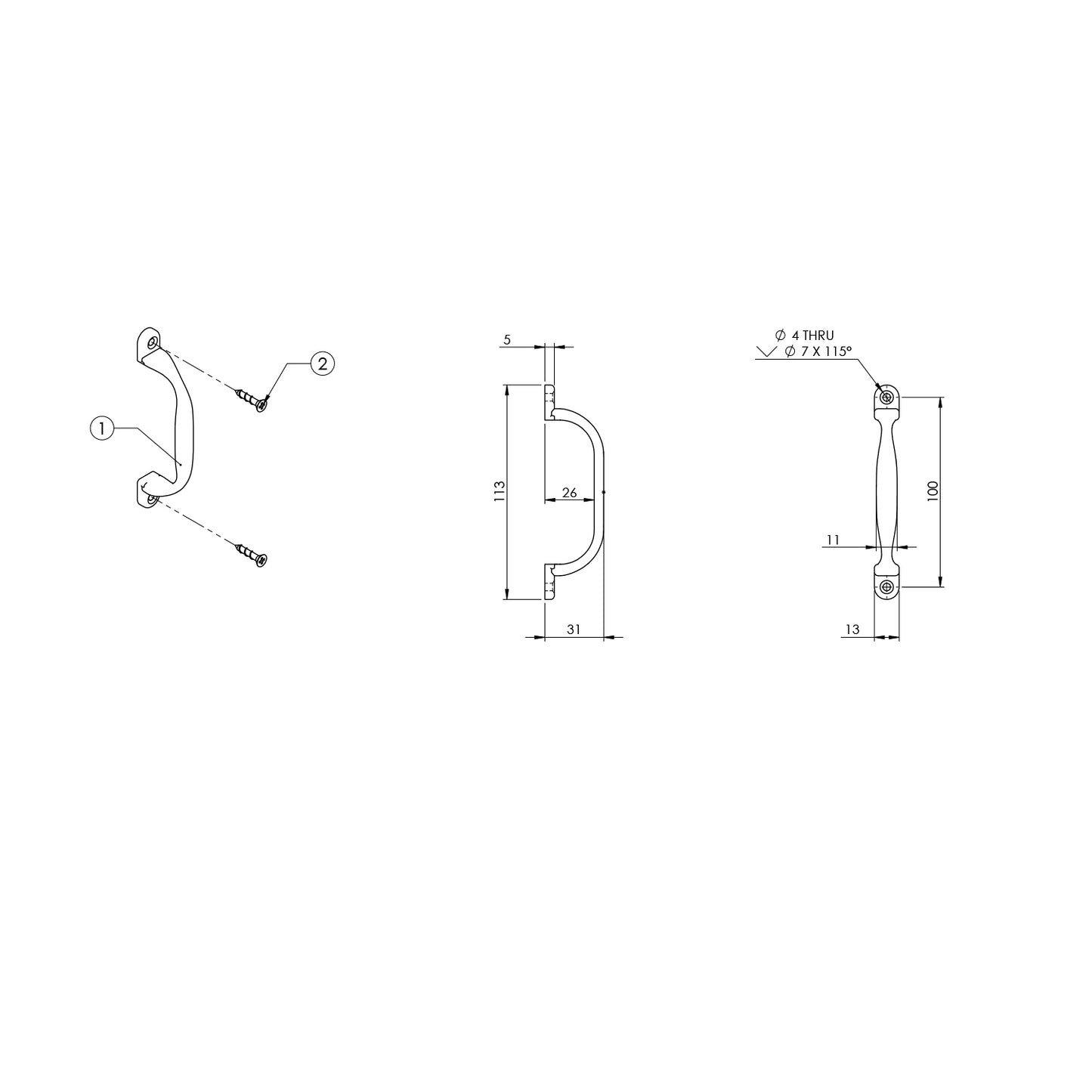 Emro Straight Pull Handle 136A - Available in Chrome Plated and Satin Powder Coated