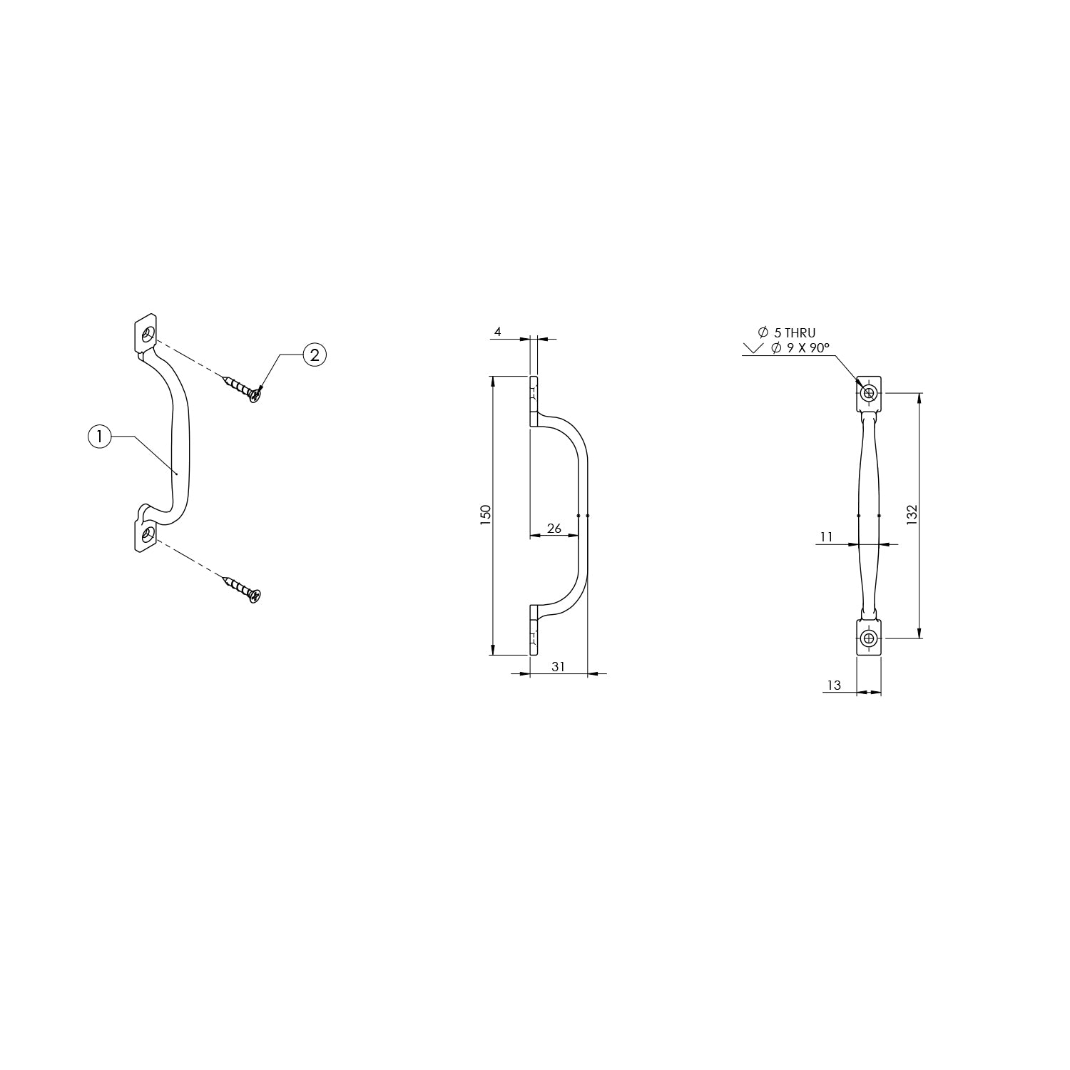 Emro Straight Pull Handle 138 - Available in Chrome Plated and Satin Powder Coated