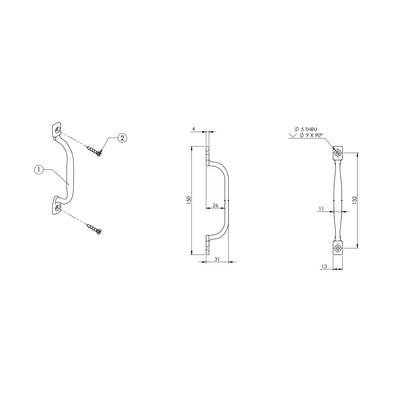 Emro Straight Pull Handle 138 - Available in Chrome Plated and Satin Powder Coated