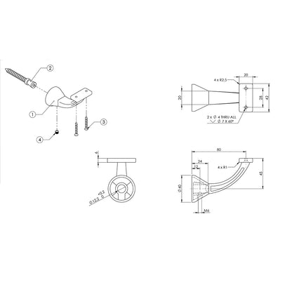 Emro Architectural Concealed Flat Top Bracket 4461FT - Available in Various Finishes