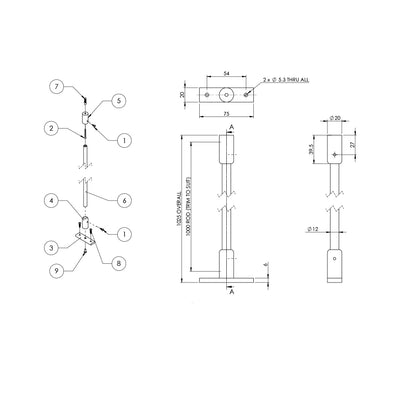 Emro Ceiling Support Kit SCACEILING - Available in Clear Anodised and White powder Coat
