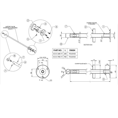 Emro Ceiling Support SCS - Available in 600mm and 900mm