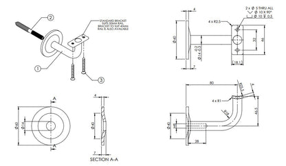 Emro Extended Concealed Curved Top Bracket 80mm Extension