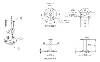 Emro Straight Exposed Bracket SS445 - Available in Curved Top and Flat Top