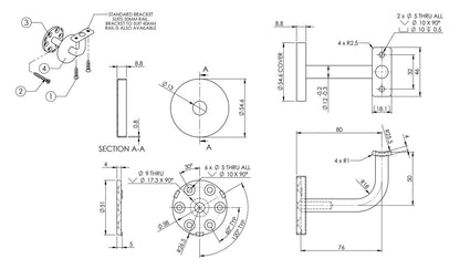 Emro Extended Concealed Bracket Curved Top with Cover Plate