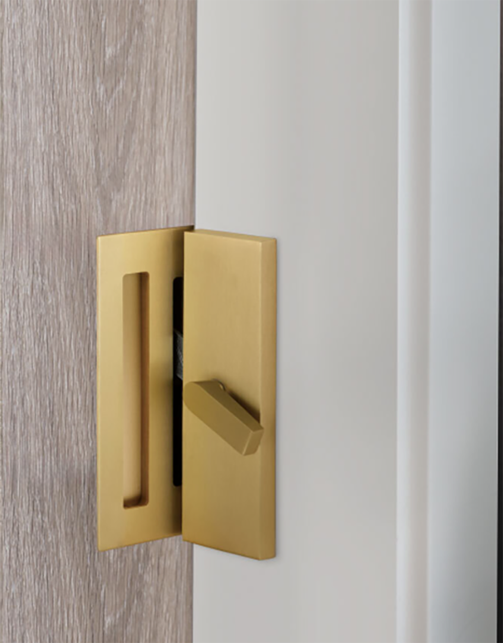 Emtek Modern Rectangular Barn Door Privacy Lock with Strike - Available in Various Finishes