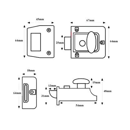Eurospec Traditional Night Latch Narrow Style Door Lock 40mm F6407