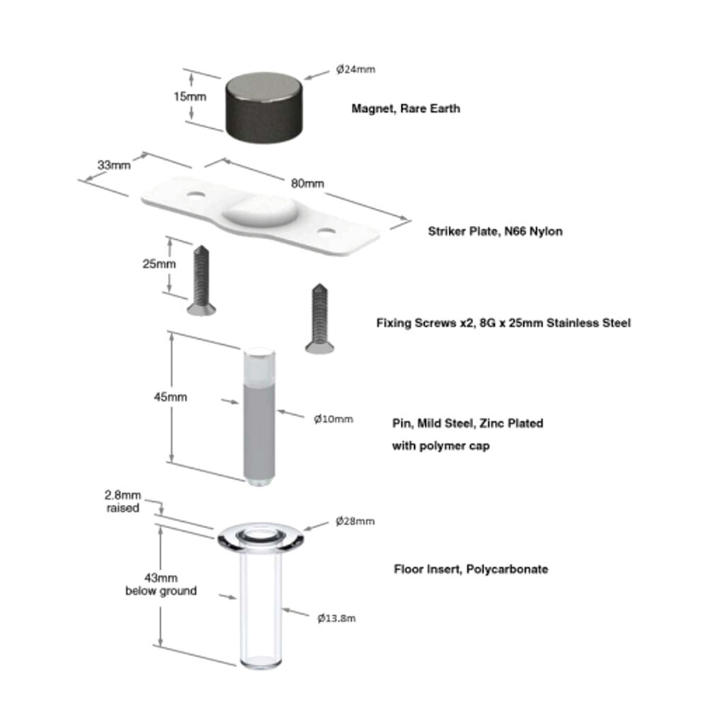Fantom Barn Door Flush Mounted Concealed Magnetic Doorstop - Available in Various Finishes