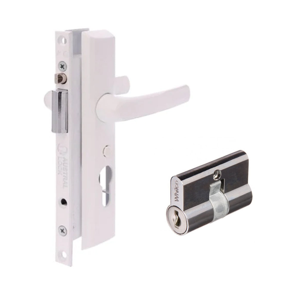 Austral Security Screen Door Lock Elegance XC White w/ Cylinder ALEL/WHIC