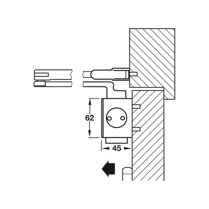Hafele DCL55 EN-2-6 Overhead Door Closer with Standard Arm 931.84.568