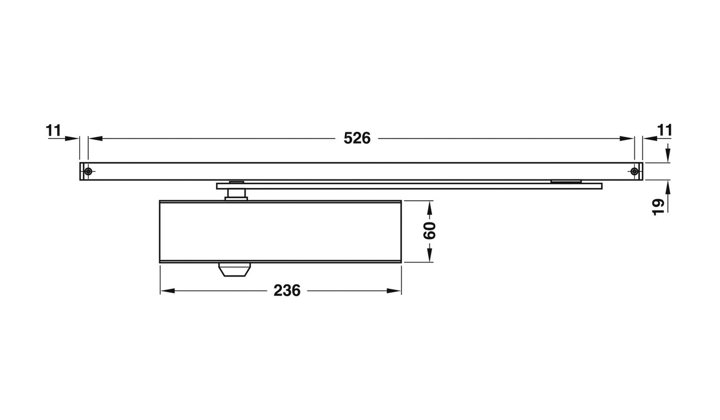 Hafele Startec DCL 61 EN2-4 Overhead Door Closer Non Hold-Open - Available in Matt Black and Silver