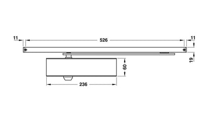 Hafele Startec DCL 61 EN2-4 Overhead Door Closer Non Hold-Open - Available in Matt Black and Silver