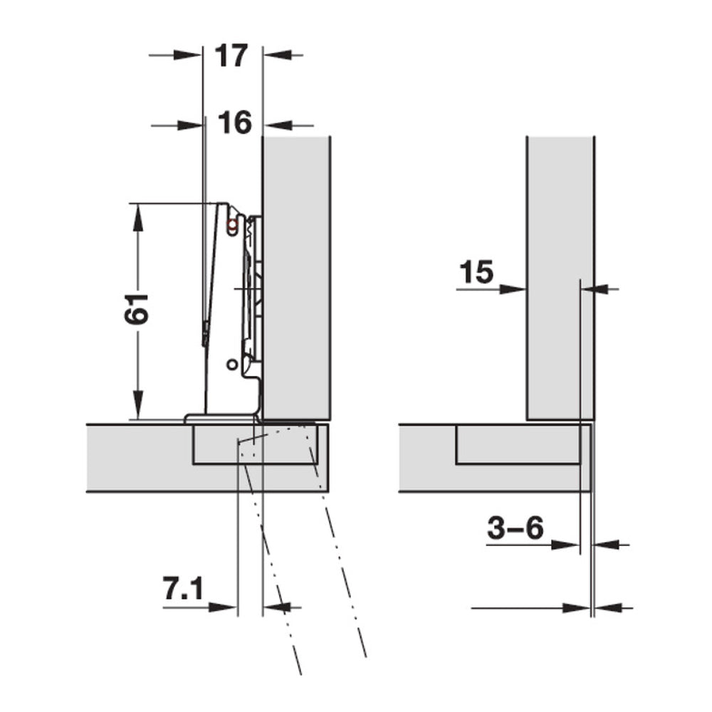 Hafele Salice Silentia 105 Cabinet Hinge Soft Close Pair DP 52/5.5 329.28.370 Hinge Display Pack 2