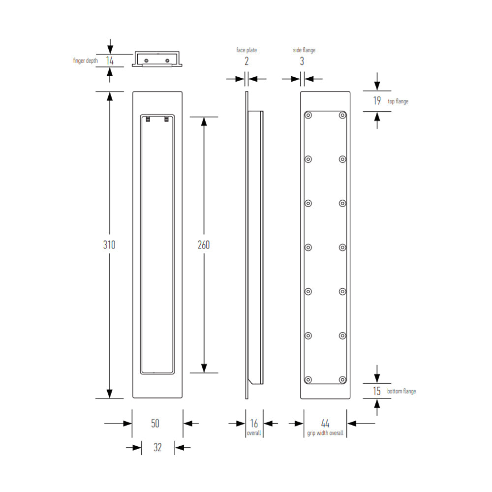 Halliday & Baillie Flush Pull - Available in Various Finishes