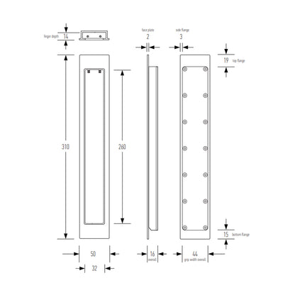 Halliday & Baillie Flush Pull - Available in Various Finishes
