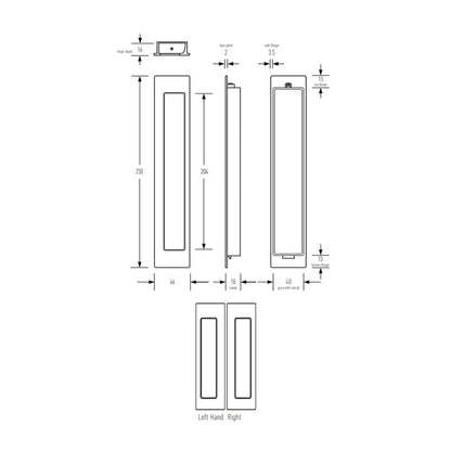 Halliday & Baillie Pivot Door Privacy Set Flush Pull Snib/Indicator 250mm Satin Chrome HB1655D-SC