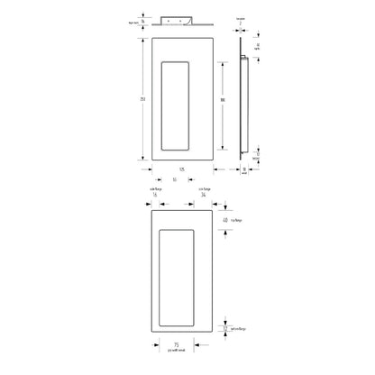 Halliday & Baillie Rectangular Plain Offset Flush Pull 250mm - Available in Various Finishes