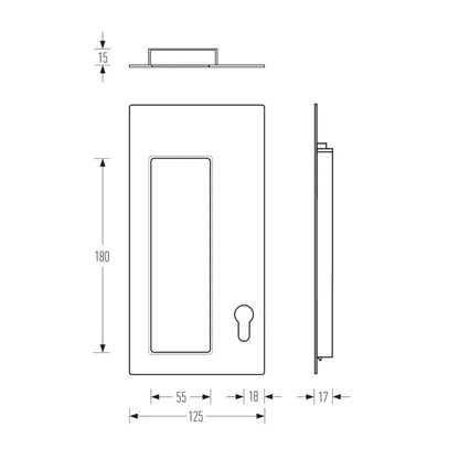Halliday & Baillie Rectangle Offset Flush Pull with Keyhole 250mm - Available in Various Finishes