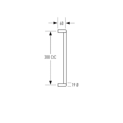 Halliday & Baillie 2237 Round Profile Offset D Pull Handle - Available in Various Finishes