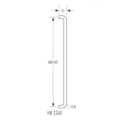 Halliday & Baillie 2240 Round Profile Brass D Pull Handle 600mm - Available in Various Finishes