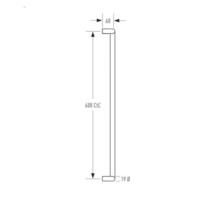 Halliday & Baillie 2247 Round Profile Offset D Pull Handle - Available in Various Finishes