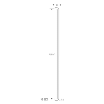 Halliday & Baillie 2250 Round Profile Brass D Pull Handle 1200mm - Available in Various Finishes