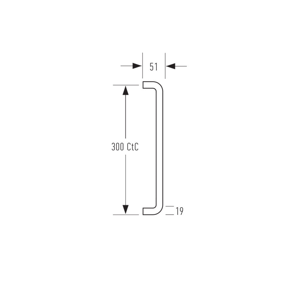 Halliday & Baillie 2330 Square Profile D Pull Handle 300mm - Available in Various Finishes