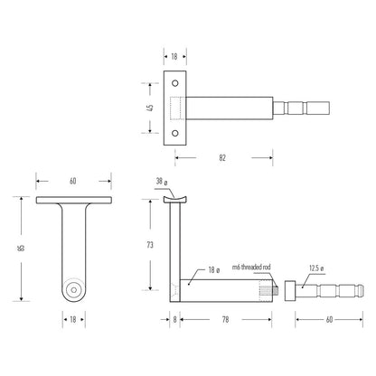 Halliday & Baillie Stair Rail Bracket HB500 - Available in Various Finishes