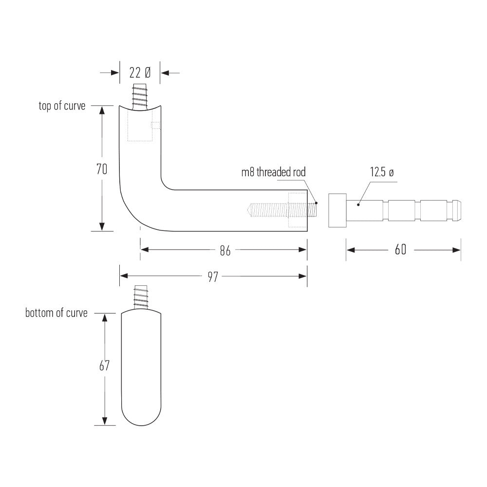 Halliday & Baillie Alluminum D Stair Rail Bracket HB595 - Available in Various Finishes