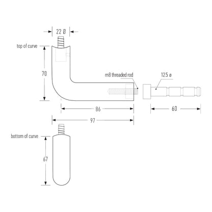 Halliday & Baillie Alluminum D Stair Rail Bracket HB595 - Available in Various Finishes