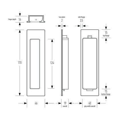 Halliday & Baillie Offset Flush Pull 170mm - Available in Various Finishes and Handing