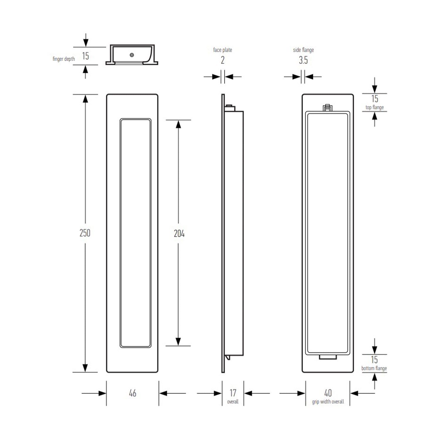 Halliday & Baillie Offset Grip Flush Pull HB677 - Available in Various Finishes