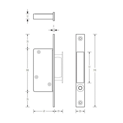 Halliday & Baillie Pocket Door Slider Edge Pull - Available in Various Finishes