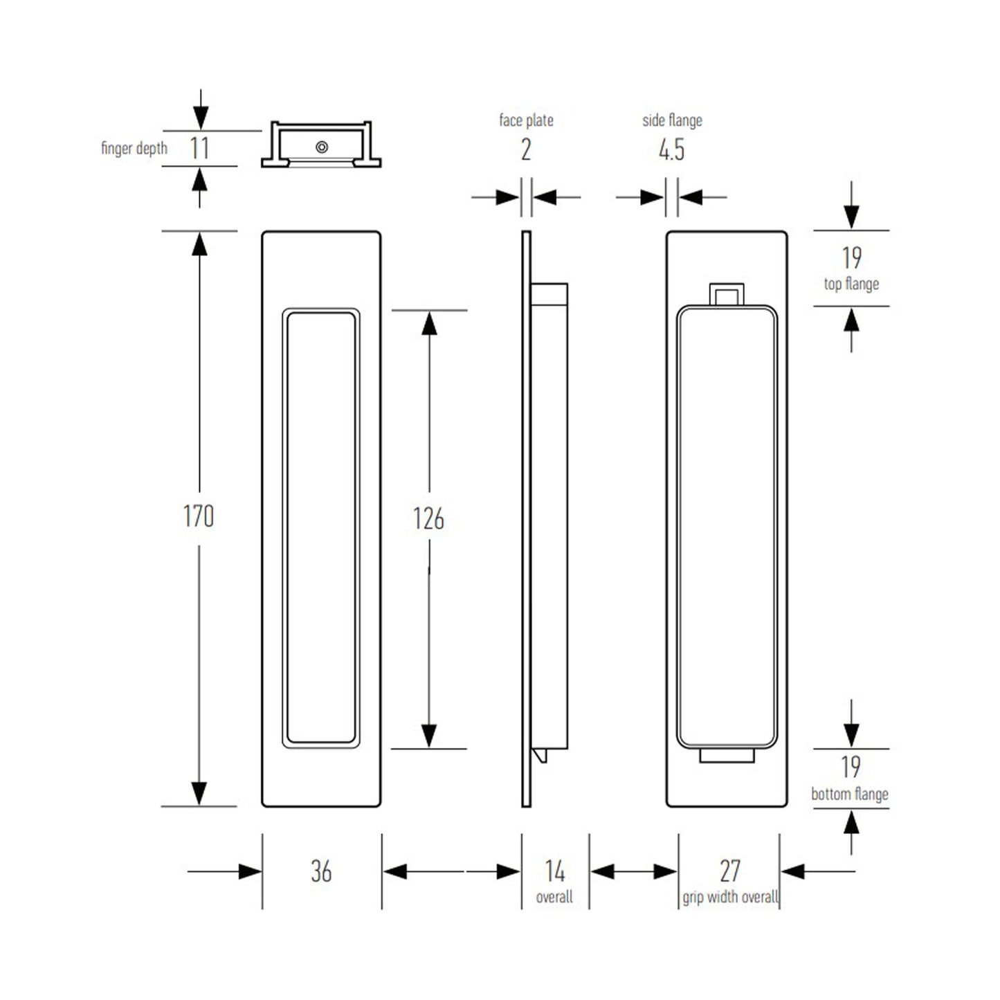 Halliday & Baillie Sliding Door Privacy Set Flush Pull Snib/Snib 694 - Available in Various Finishes