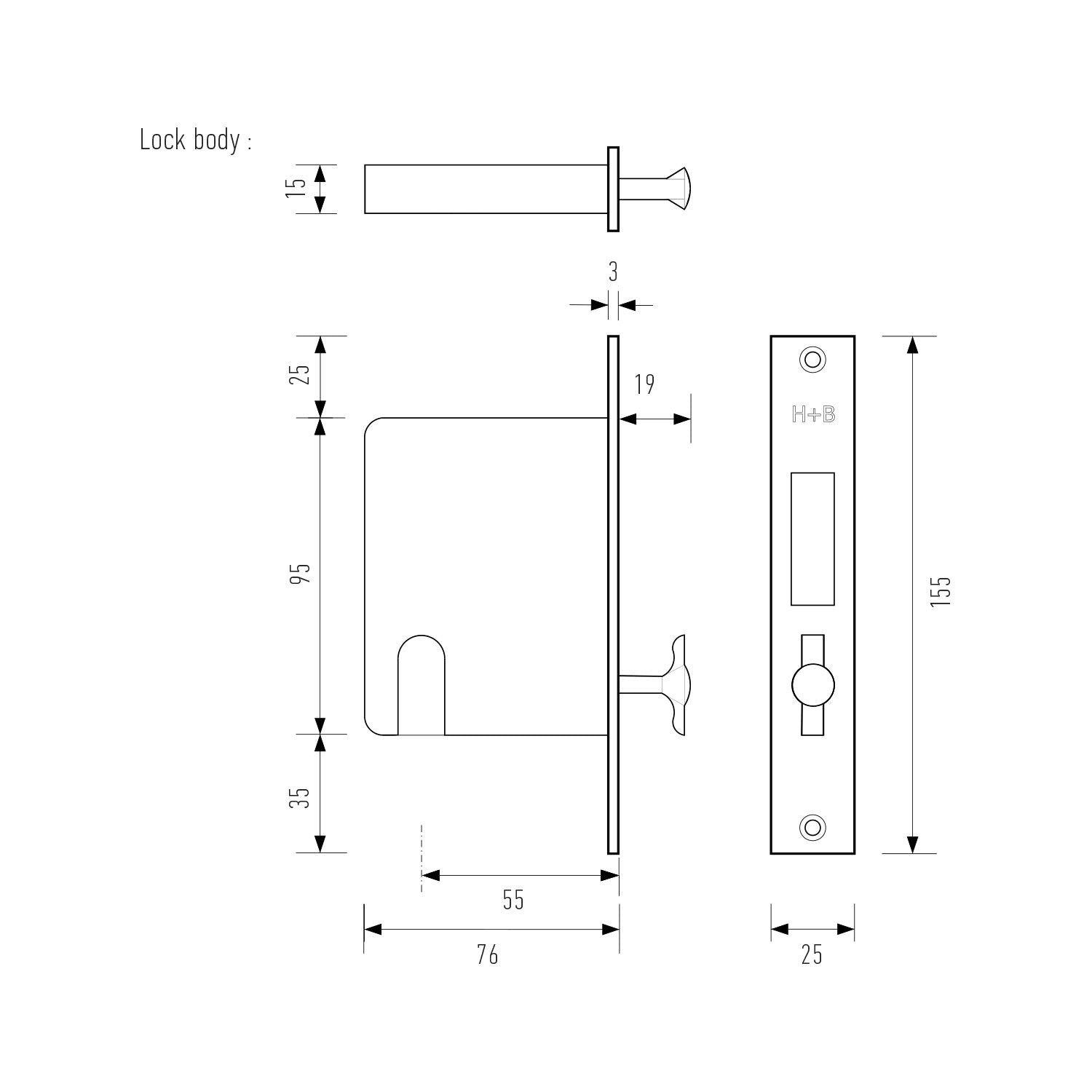 Halliday & Baillie 697 Sliding Door Pull Body and End Pull Only - Available in Various Finishes