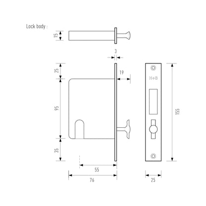 Halliday & Baillie 697 Sliding Door Pull Body and End Pull Only - Available in Various Finishes