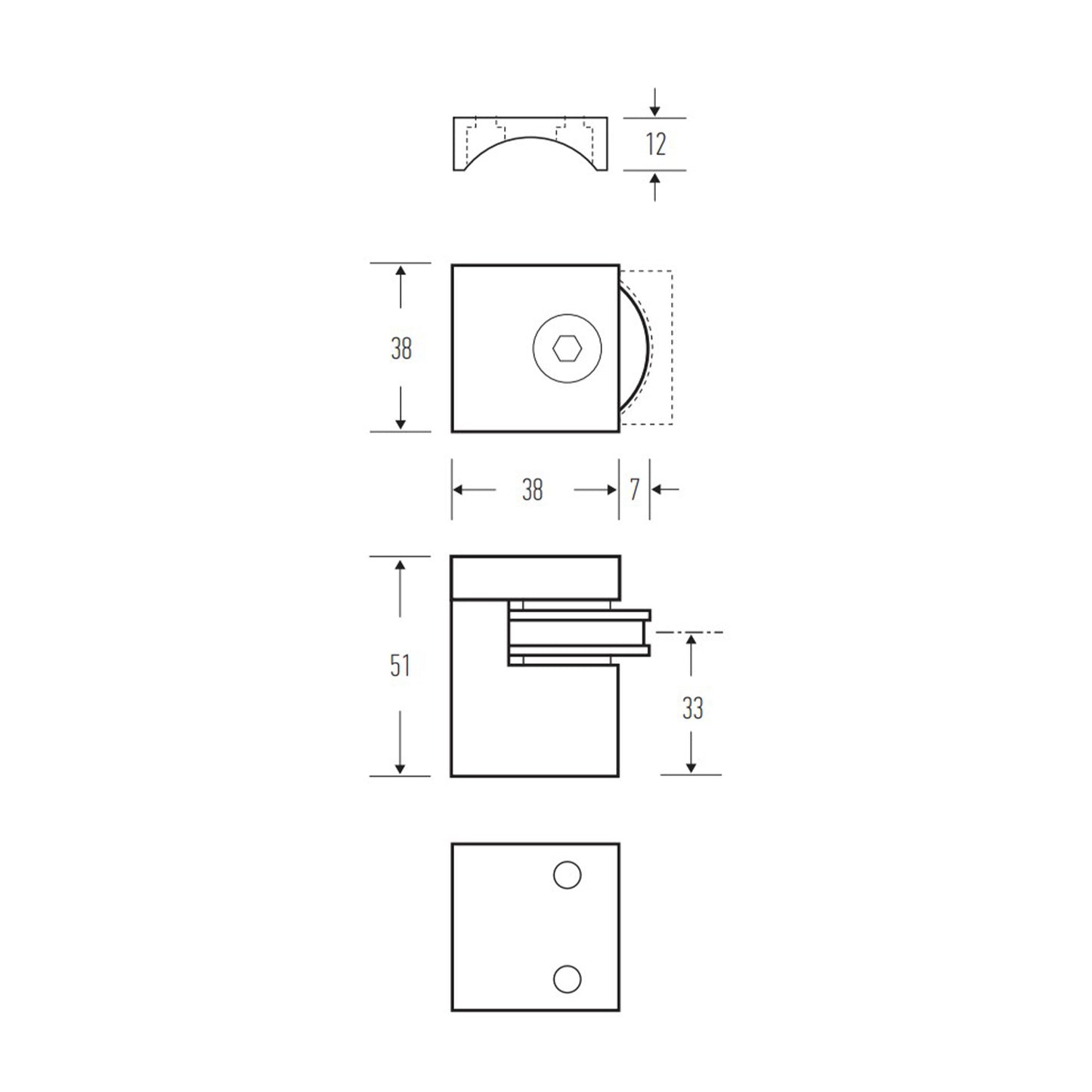 Halliday & Baillie Square Floor Mounted Magnetic Door Stop - Available in Various Finishes