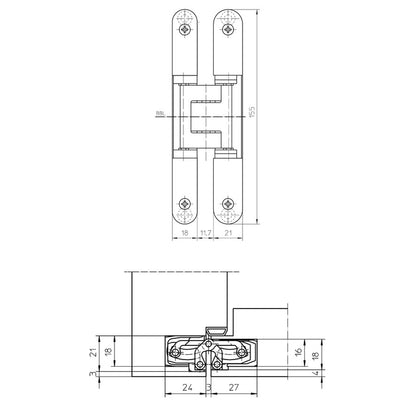 Halliday & Baillie Tectus Concealed Hinge 60kg - Available in Various Finishes
