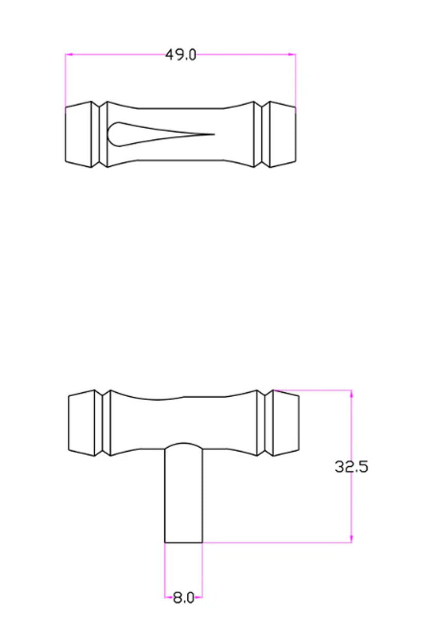 Hepburn Bamboo Cabinet T-Bar 49mm - Available in Various Finishes