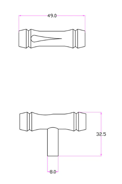 Hepburn Bamboo Cabinet T-Bar 49mm - Available in Various Finishes