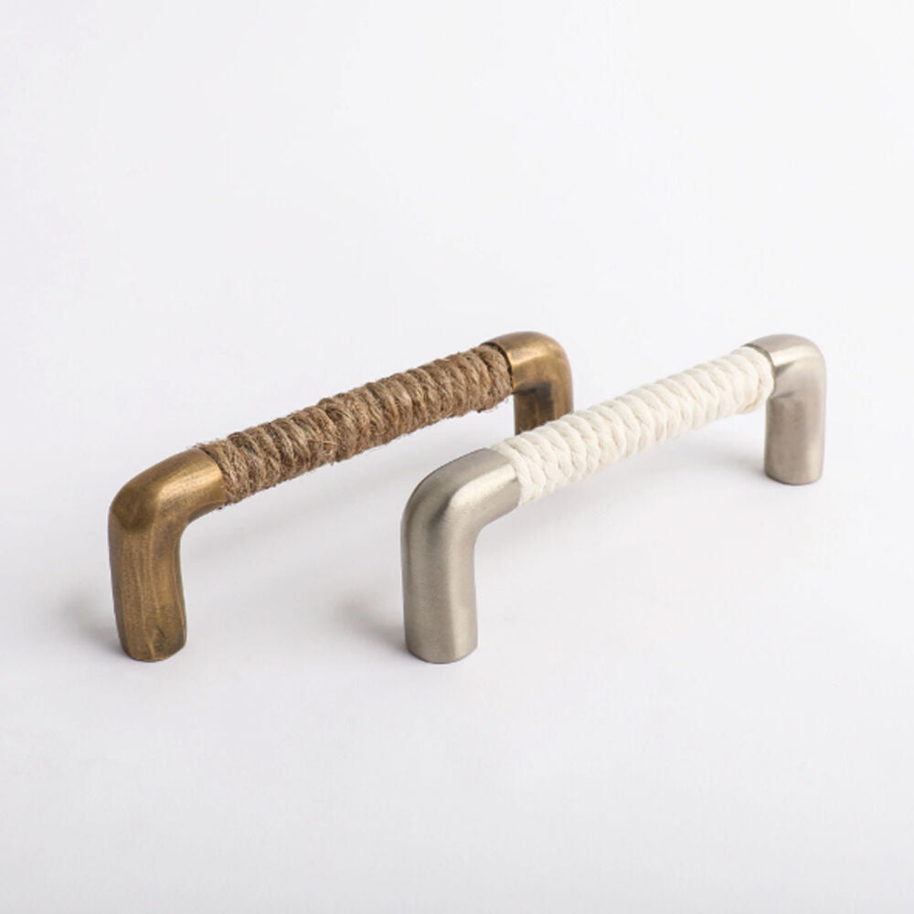 Hepburn Rope Cabinet Pul Handl 96mm - Available in Acid Washed Brass and Satin Nickel